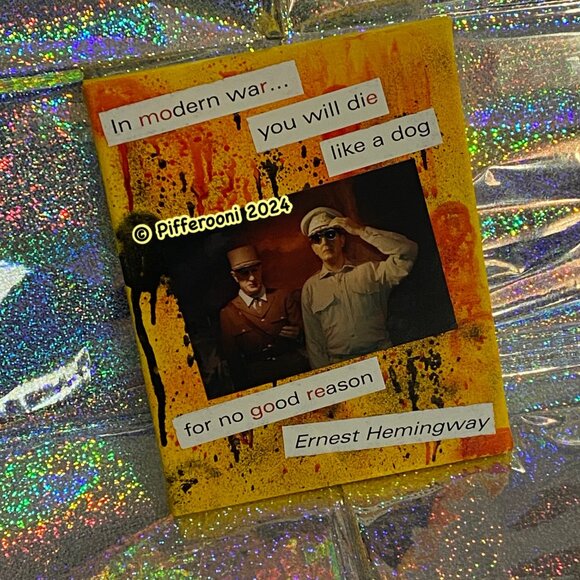 Original MODERN WAR Ernest Hemingway Poetry Painting - Picture 2 of 2